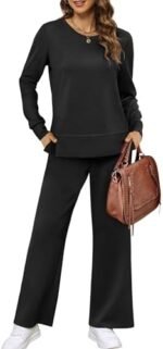 XIEERDUO Women's 2 Piece Lounge Sets Casual Fall Travel Outfits Fashion Wide Leg Tracksuit Cozy Sweatsuits S-3XL