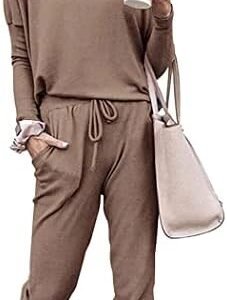 PRETTYGARDEN Women's 2024 Fall Two Piece Outfit Long Sleeve Crewneck Pullover Tops and Long Pants Tracksuit