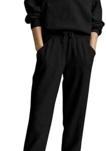 PRETTYGARDEN Womens 2 Piece Sweatsuits Set Long Sleeve Half Zip Pullover Sweatshirt Joggers Sweatpants Fall Outfits Tracksuit