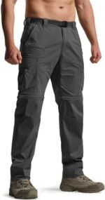 CQR Men's Convertible Cargo Tactical Pants, Water Resistant Outdoor Hiking Pants, Zip Off Lightweight Stretch Work Pants