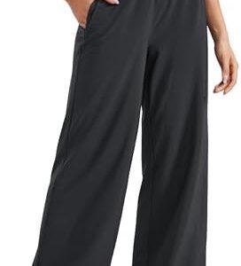 CRZ YOGA Lightweight Wide Leg Pants for Women 30" High Waisted Casual Lounge Travel Work Pants with Pockets Loose Fit Summer