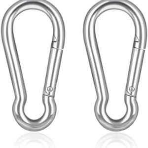 Marine Grade 316 Marked Stainless Steel Carabiner Clips, Heavy Duty Spring Snap Hooks for Gym, and Outdoor Activities