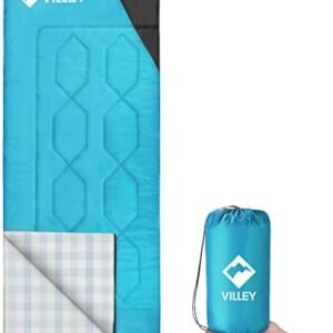 VILLEY Camping Sleeping Bag, Lightweight Backpacking Sleeping Bag with Carrying Bag for Adults & Kids, Outdoor Camping Hiking Equipment for 3 Season Warm & Cool Weather - Summer, Spring, Fall