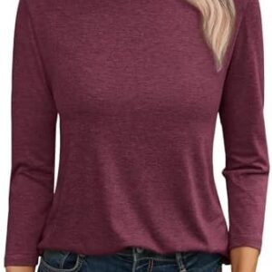 AUTOMET Womens Tops 3/4 Length Sleeve Shirts Casual Loose Fit Crewneck T-shirts Basic Tee Blouses 2024