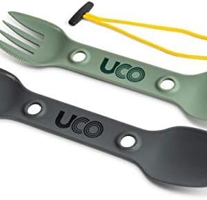 UCO Utility Spork 3-in-1 Combo Spoon-Fork-Knife Utensil, 2-Pack, Gold/Sky Blue