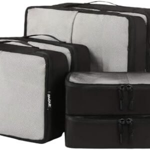 BAGAIL 6 Set Packing Cubes,Travel Luggage Packing Organizers(6Set Black Net)