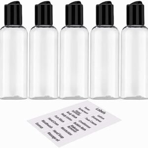 5 Pack 3.4 oz Travel Bottles for Toiletries TSA Approved Leakproof Plastic Empty Travel Size Bottles Containers with Labels