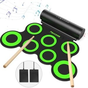 PAXCESS Electronic Drum Set, Roll Up Drum Practice Pad Midi Drum Kit with Headphone Jack Built-in Speaker Drum Pedals Drum Sticks 10 Hours Playtime,Great Holiday Birthday Gift for Kids