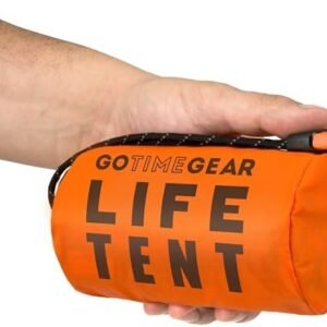 Go Time Gear Survival Life Tent • 2 Person Mylar Emergency Shelter Tube Tent + Paracord • All-Weather Protection for Camping, Hiking, & Survival Kits • Includes Emergency Whistle