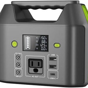 EnginStar Portable Power Station, 150W 155Wh Power Bank with 110V AC Outlet, 6 Outputs External Battery Pack Portable Backup Battery Laptop Charger with LED Light for Home Camping