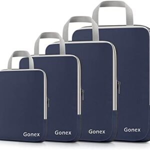 Gonex Compression Packing Cubes, 3pcs/4pcs Expandable Storage Travel Luggage Bags Organizers