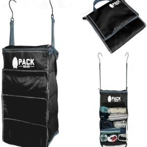 Pack Gear Hanging Luggage Organizer - Our Carry On Closet Insert Fits Any Carry-On - Our Hanging Luggage Organizer Uses Velcro to Allow Quick Access to your Clothes (Solid Black, Carry-On Size)