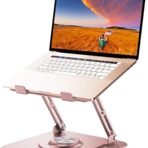 Laptop Stand for Desk, Adjustable Computer Stand with 360° Rotating Base, Ergonomic Laptop Riser for Collaborative Work, Foldable & Portable Laptop Stand, fits for All 10-17" Laptops