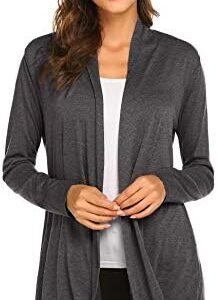 Newchoice Womens Casual Lightweight Long Sleeve Cardigan Soft Drape Open Front Fall Dusters (S-3XL)