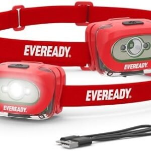 Eveready X200 LED Rechargeable Headlamps (2-Pack), Super Bright IPX4 Water Resistant Head Lights for Running, Camping, Emergency, Outdoors (USB Cable Included)