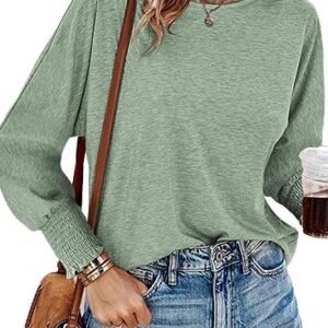 Dokotoo Long Sleeve Tops for Women 2024 Oversized Fashion T Shirts for Women Crewneck Casual Loose Shirts Basic Tee