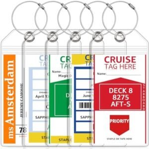 5 Pack Cruise Luggage Tag Holders for Carnival, NCL, Princess, MSC Cruise Ships, Clear Cruise Tags Holders with Zip Seal by FUNMCAN, Wide Waterproof Cruise Essentials Cruise Accessories Must Haves