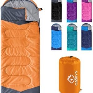 oaskys Camping Sleeping Bag - 3 Season Warm & Cool Weather - Summer Spring Fall Lightweight Waterproof for Adults Kids - Camping Gear Equipment, Traveling, and Outdoors