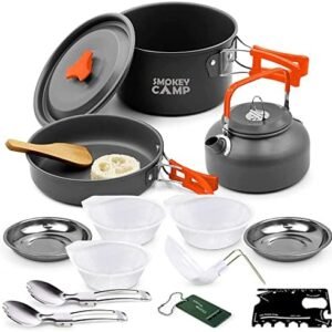 Camping Cookware Mess Kit Set with Stove - Backpacking Compact Camping Cookware, All in One Non-Stick Camping Cooking Set, Portable Stove, Hiking, Picnic, Outdoor & Camping Cookware Set