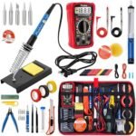 Soldering Iron Kit, 60W Soldering Iron Adjustable Temperature 30-in-1, 5 Solder Tips, Digital Multimeter, Solder Wire, Paste, Desoldering Pump, Tweezers for Electronics Hobby Enthusiast 110V US Plug