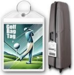 Golf Bag Luggage Tag - Extra Large 9" x 6", Waterproof Plastic Zipper Pouch, PVC Bag Tags for Golf Bag - Sealable Label Holder for Golf Bag (1)