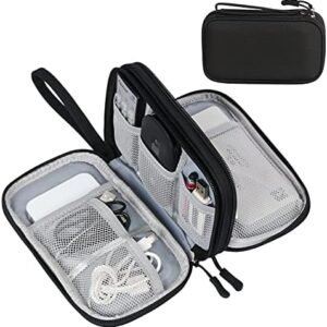 FYY Travel Cable Organizer Pouch Electronic Accessories Carry Case Portable Waterproof Double Layers All-in-One Storage Bag for Cord, Charger, Phone, Earphone Black