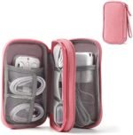 Travel Electronic Organizer Pouch Bag, 3 Compartments Portable Electronic Phone Accessories Storage Multifunctional Case for Cable, Cord, Charger, Hard Drive, Earphone(Pink)