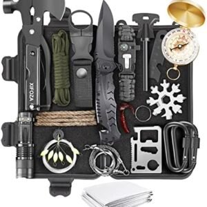 Gifts for Men Dad Husband, Survival Kits 27 in 1 Camping Accessories Tactical Gear Fishing Equipment for Camping Hiking Hunting Outdoor Adventure,