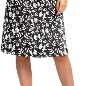 Viodia 25" Knee Length Skorts Skirts for Women with Zipper Pockets Stretchy Modest Aline Midi Skort for Casual Summer Travel