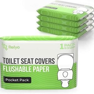 Toilet Seat Covers Paper Flushable (50 Pack) - XL for Adults and Kids Potty Training, 100% Biodegradable Travel Accessories Public Restrooms, Airplane, Camping