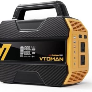 VTOMAN FlashSpeed 300 Portable Power Station, Only 7.4lbs with 7 Outlets, 230Wh LiFePO4 Generator with Up to 600W AC Outlet, 12V/24V DC Input Adapt RV/Van, PD 100W Type-C for Home Blackout, Camping