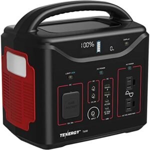 Tenergy T600 Portable Power Station, 600Wh Battery, 3x 500W (Peak 1000W) AC Outlets, USB type C PD 100W, Solar Ready Mobile Power for Outdoors Camping Vans, RV, Emergency Backup