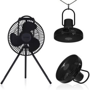 Claymore V1040 Fan (Black) - Premium Rechargeable Portable Air Circulator. Powerful, Quiet with Large 10,400mAh Battery, Versatile Stand & Remote Control. Up to 23 Hours Runtime, All Seasons.