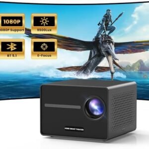 HAPPRUN Projector, [Electric Focus] Mini Projector, 1080P Support Portable Bluetooth Projector With Speaker, 200" Support Outdoor Movie Projector Compatible With Smartphone/HDMI/USB/AV/Fire Stick/PS5