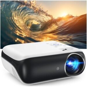 HAPPRUN Projector, Native 1080P Bluetooth Projector, Portable Outdoor Movie Projector, Full HD Mini Projector with Speaker for Home Bedroom, Compatible with Smartphone,HDMI,USB,AV,Fire Stick,PS5